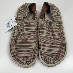 NWT Sanuk Vagabond Funk in Brown Stripe Size 8